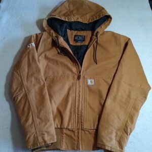 Carhartt J130-W Women XS Loose Fit Quilted Flannel Lined Active Jacket Brown